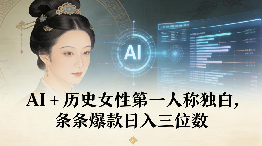 AI+历史女性第一人称独白，条条爆款日入三位数-网创联盟云网创