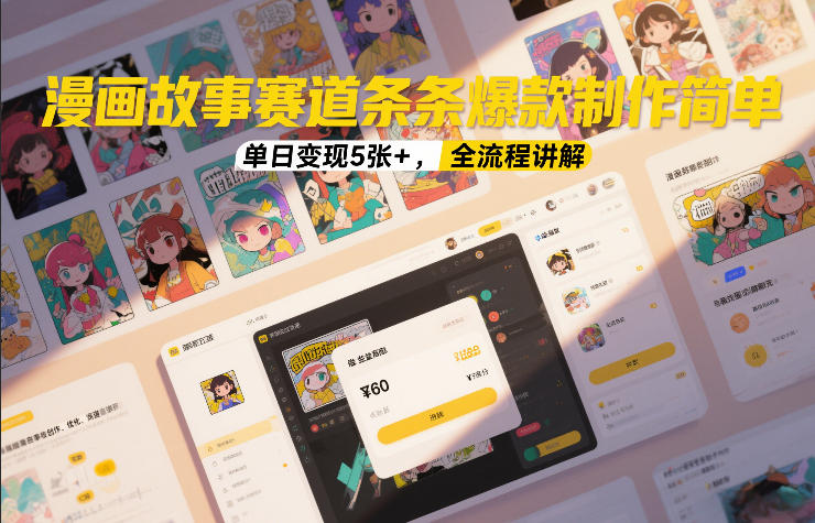 漫画故事赛道条条爆款制作简单，单日变现5张+，全流程讲解-网创联盟云网创