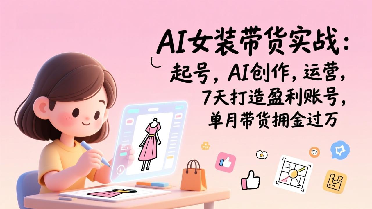 AI女装带货实战：起号，AI创作，运营，7天打造盈利账号，单月带货佣金过万-网创联盟云网创
