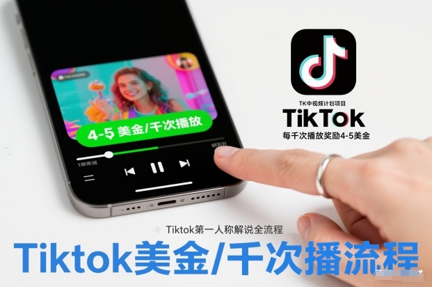 TK中视频计划项目，Tiktok第一人称解说流程，每干次播放奖励4-5美金-网创联盟云网创
