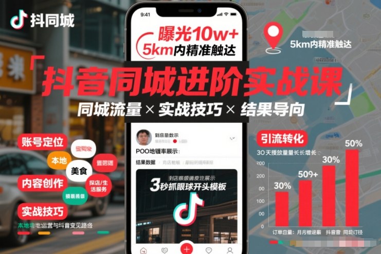 抖音同城进阶实战课，助你同城流量拿到结果-网创联盟云网创