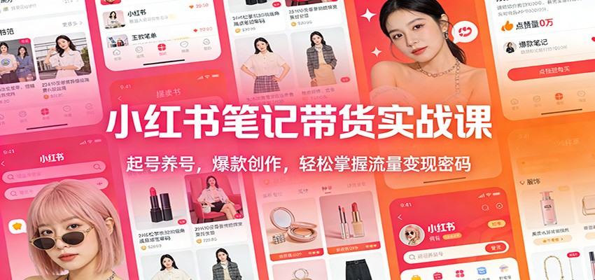 小红书笔记带货实战课：起号养号，爆款创作，轻松掌握流量变现密码-网创联盟云网创