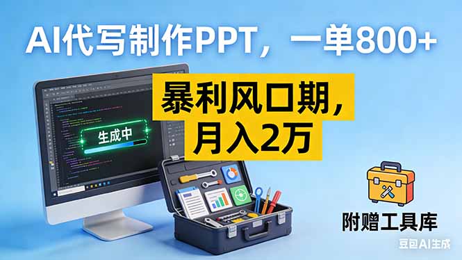 AI代写制作PPT，一单800+， 暴利风口期，月入2万【附工具】-网创联盟云网创