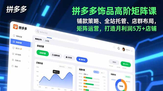 拼多多饰品高阶矩阵课，铺款策略、全站托管、店群布局，矩阵运营，打造月利润5万+店铺-网创联盟云网创