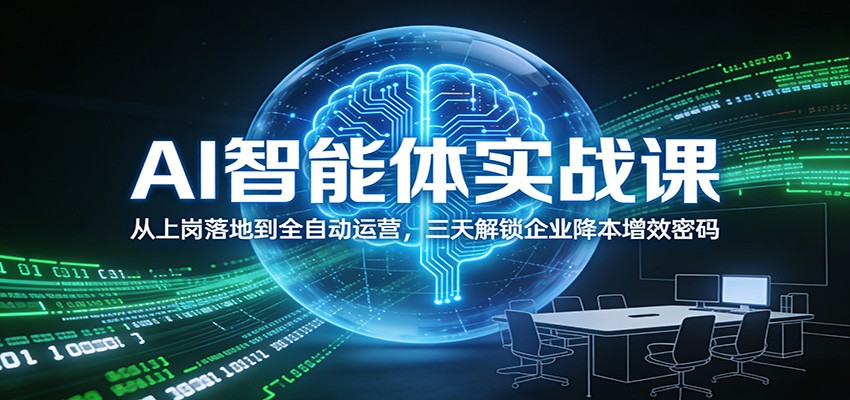 AI智能体实战课：从上岗落地到全自动运营，三天解锁企业降本增效密码-网创联盟云网创