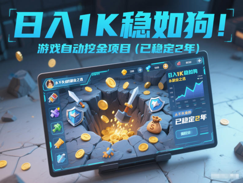日入1K稳如狗！游戏自动挖金项目(已稳定2年)，永不失业的副业之选【揭秘】-网创联盟云网创