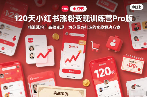 120天小红书涨粉变现训练营Pro版，精准涨粉，高效变现，为你量身打造的实战解决方案-网创联盟云网创